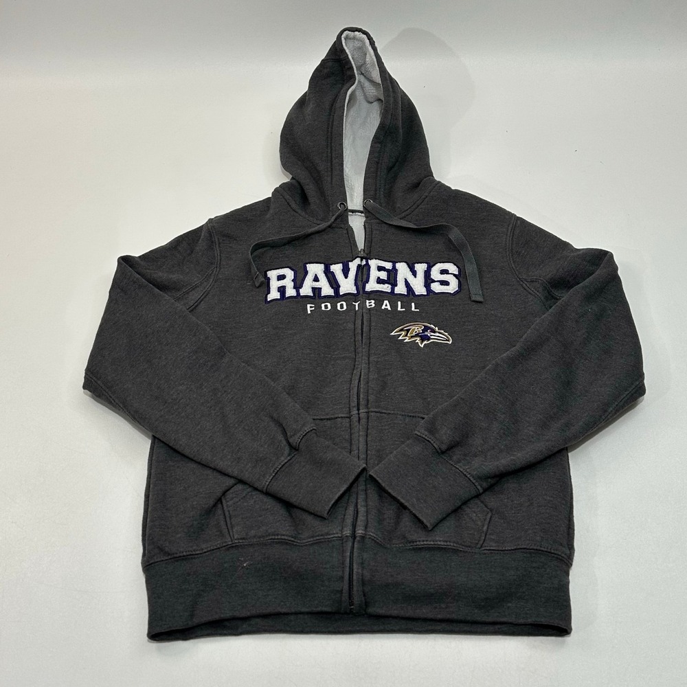 Baltimore Ravens Men's Hoodie Charcoal Full Zip Fleece Size M - Picture 2 of 5